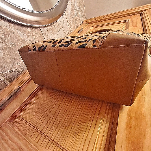 Barr + Barr Animal Print Tan & Brown Leather Tote Bag Shoulder Bag - Picture 9 of 17